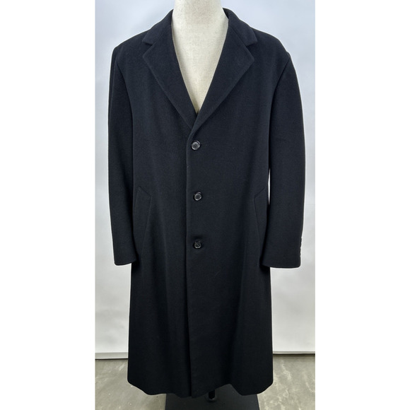 Erday's Wool Button Down Men's Heavy Black Vintage Trench Coat Made in the USA - Picture 1 of 14